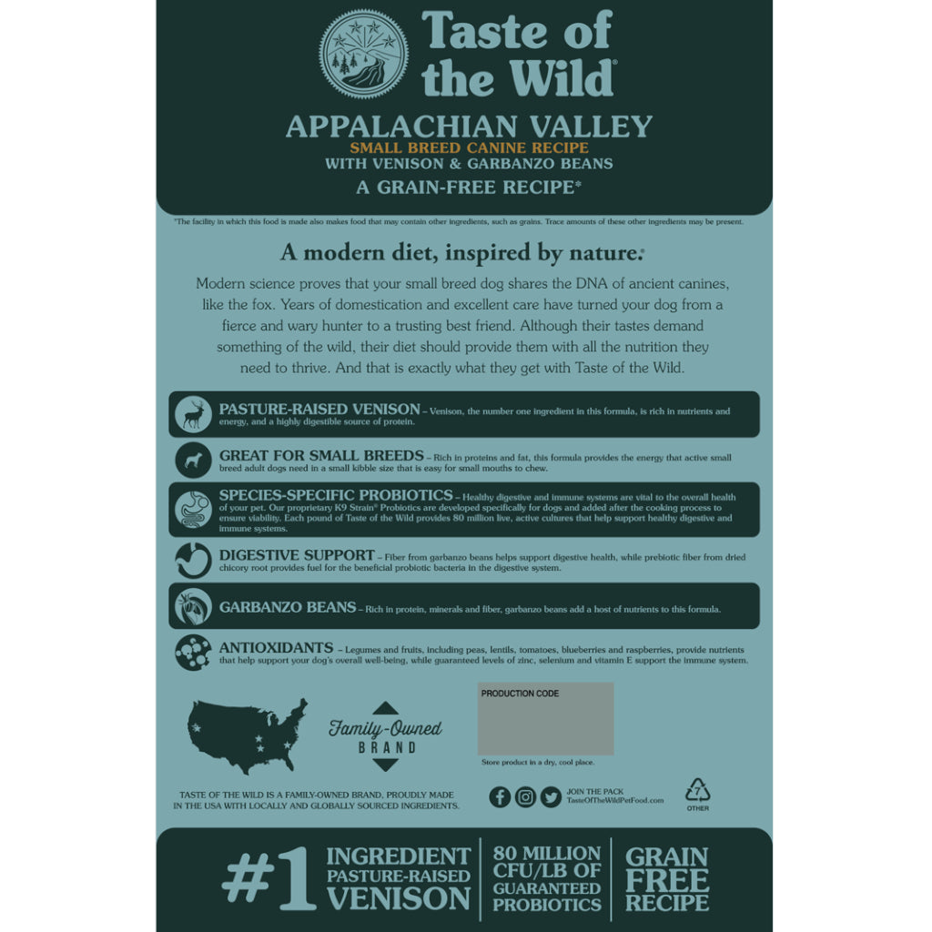 Taste of the Wild Appalachian Valley con Venado y Garbanzos
