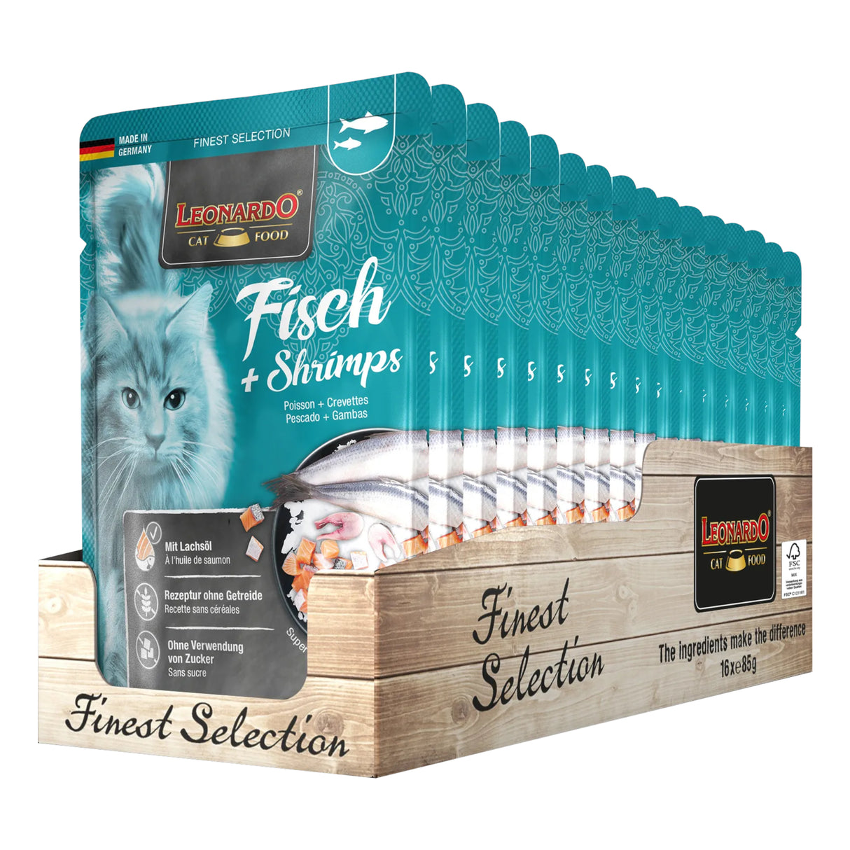 Leonardo Alimento Húmedo Pouch Gato Menu de Pescado & Gambas
