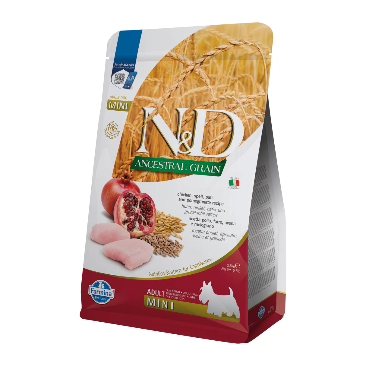 Farmina N&D Dog Ancestral Grain Pollo, Espelta, Avena Y Granada Adult Mini