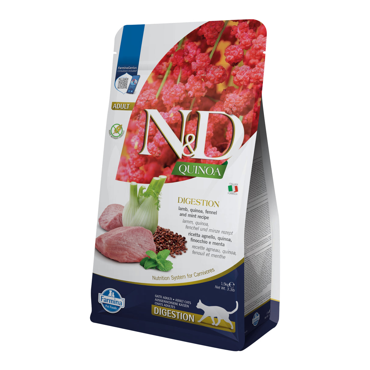 Farmina N&D Cat Quinoa Digestion Cordero, Hinojo Adult