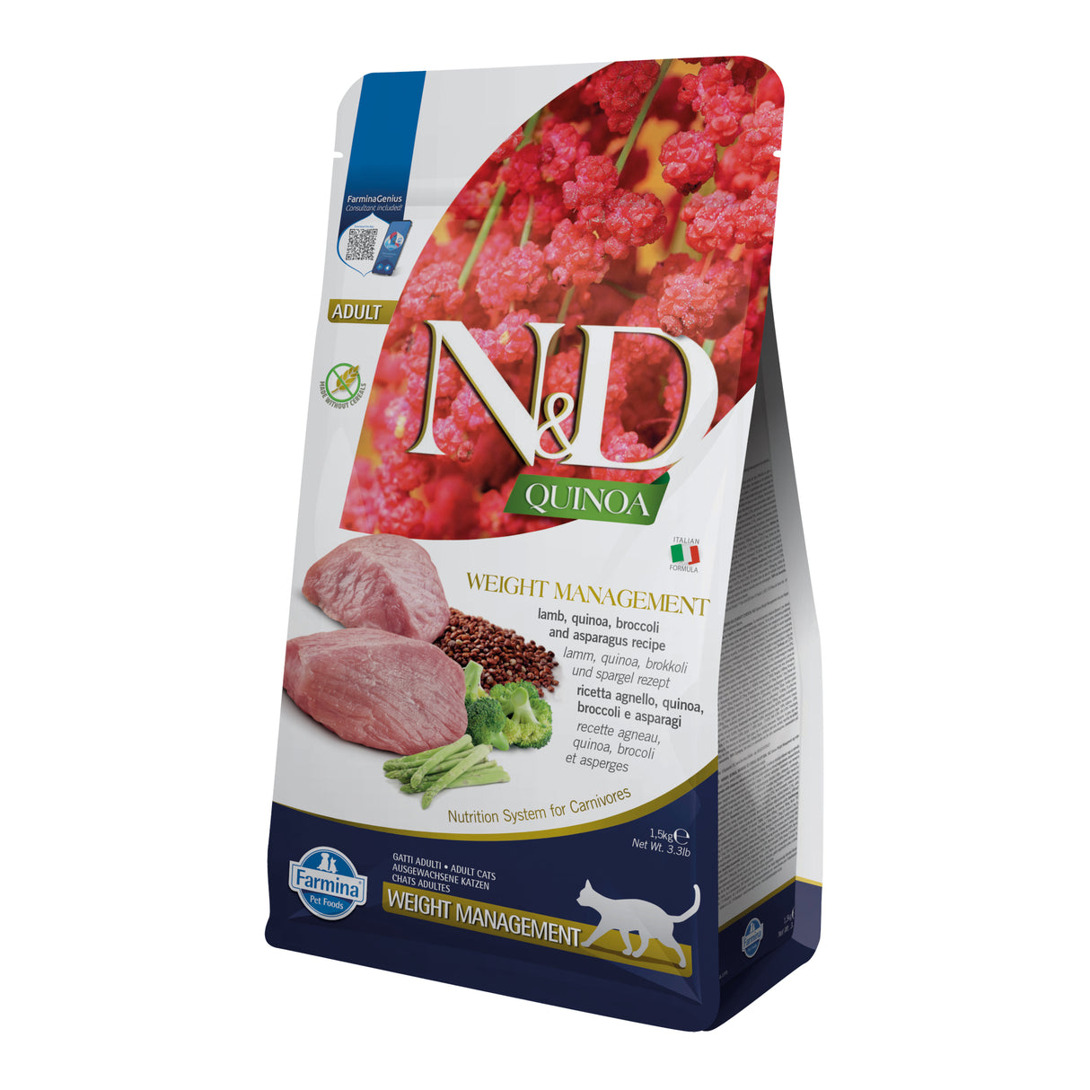 Farmina N&D Cat Quinoa Weight Management Cordero, Brocoli Adult