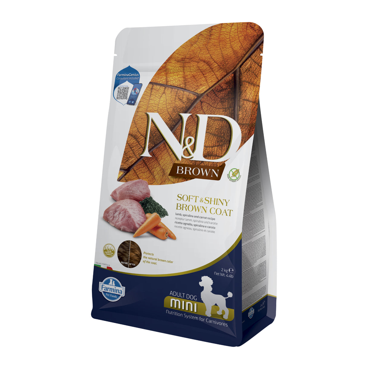 Farmina N&D Dog Brown Cordero, Zanahoria, Espirulina Adult Mini
