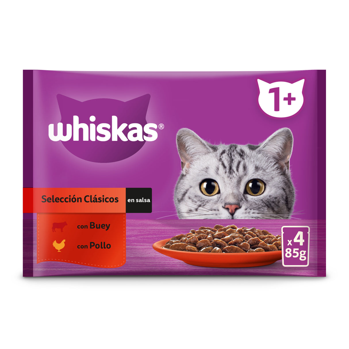 Whiskas Comida Húmeda para Gatos Adultos Selección Clásicos en Salsa