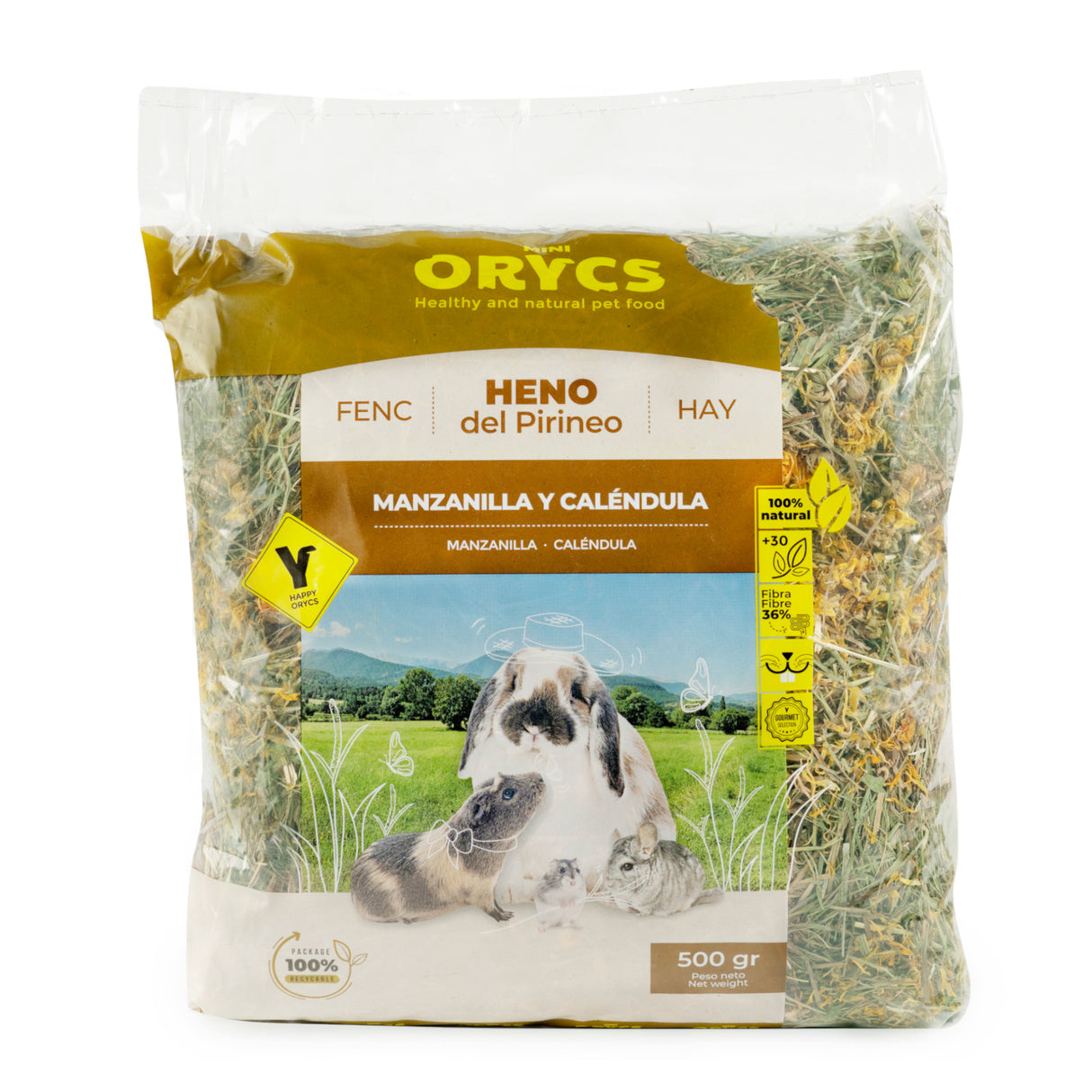 MiniOrycs Heno del Pirineo con Manzanilla y Caléndula 500 g