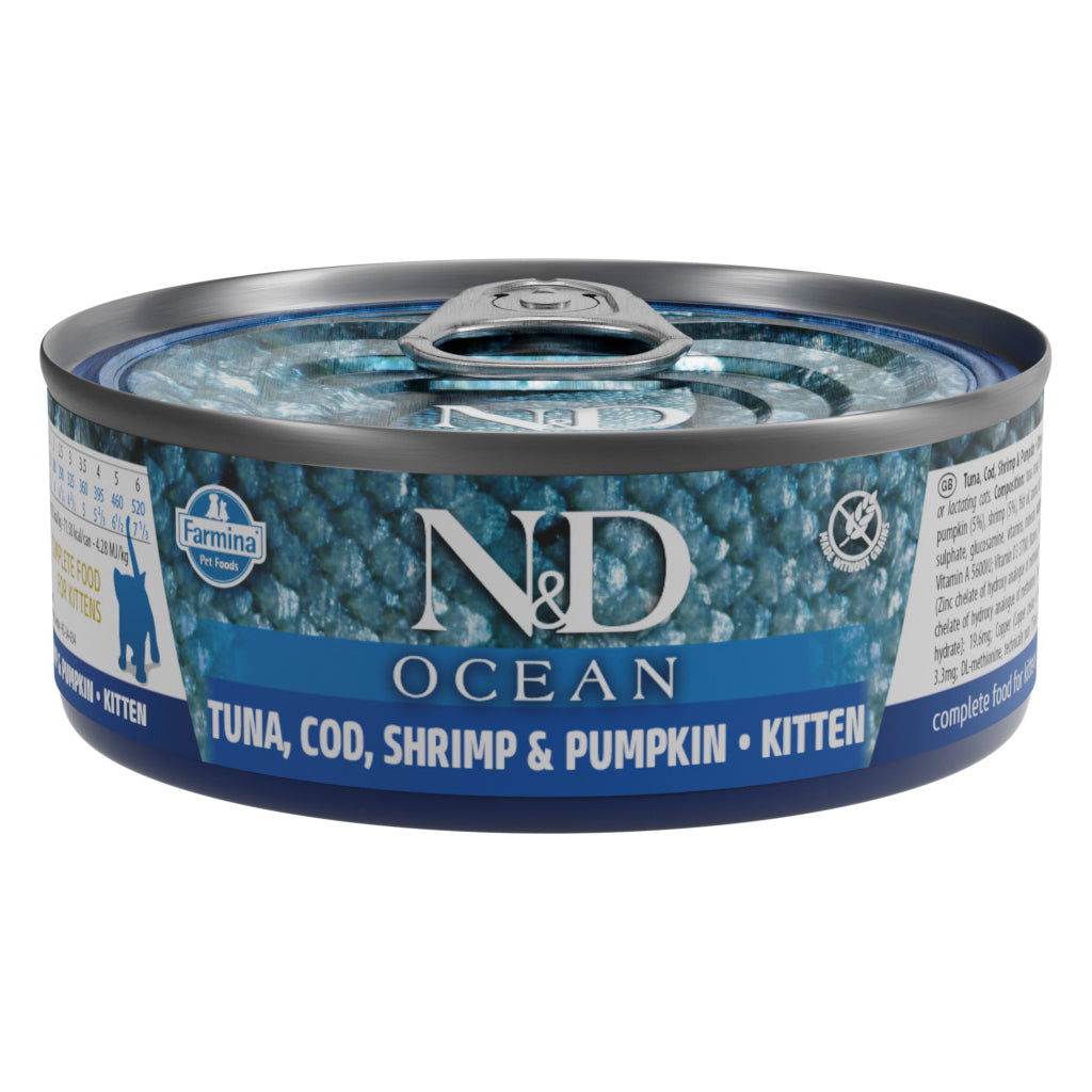 Farmina N&D Cat Ocean Atun, Bacalao, Gamba Y Calabaza Kitten