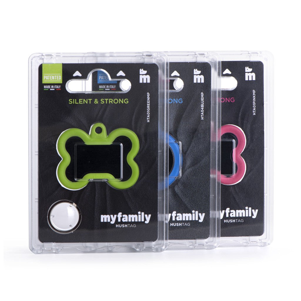 MyFamily Placa Hushtag Hueso XL Negro en Aluminio con Goma Verde